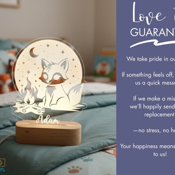 Custom Fox Night Light – Personalized LED Bedroom Lamp Decor - Picture 6 of 8